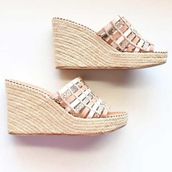 Dolce Vita Beige Platform Espadrille Wedge Heel Mule Sandals Slip-on Summer Shoe - Picture 13 of 16